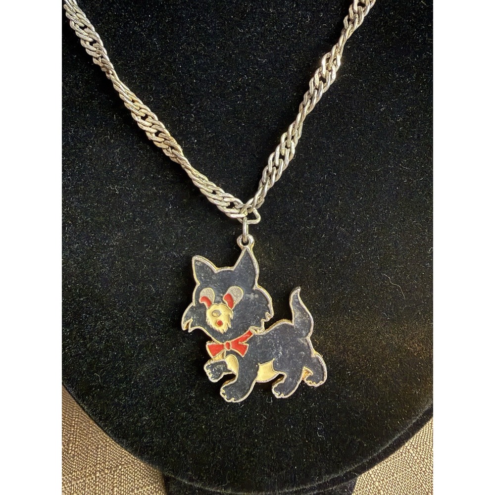 Vintage Signed RAFAELIAN Cat Theme Enamel Cloisonne Gold Tone Pendant
